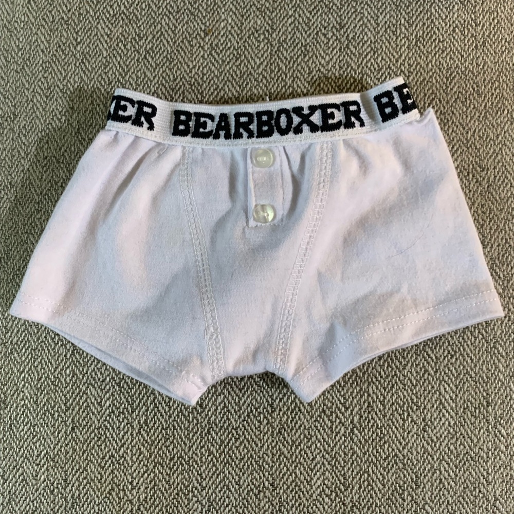 Build-A-Bear WHITE COTTON KNIT BOXER SHORTS BEARBOXER UNDERWEAR Teddy Clothes
